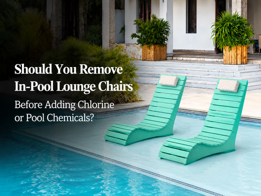 AquaCurve in-pool lounge chairs on a shallow tanning ledge before pool chemical maintenance