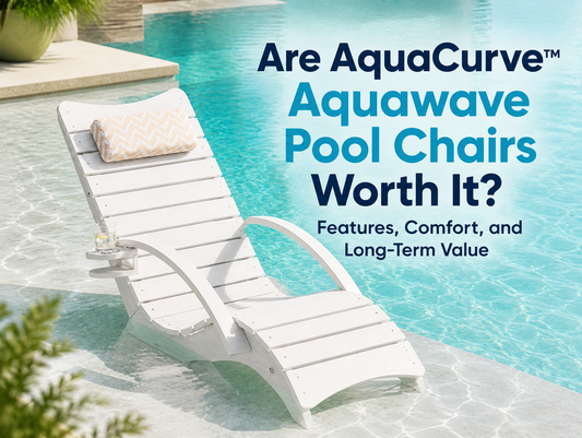 AquaCurve™ Aquawave pool chairs on a shallow sun shelf for comfortable in-pool lounging
