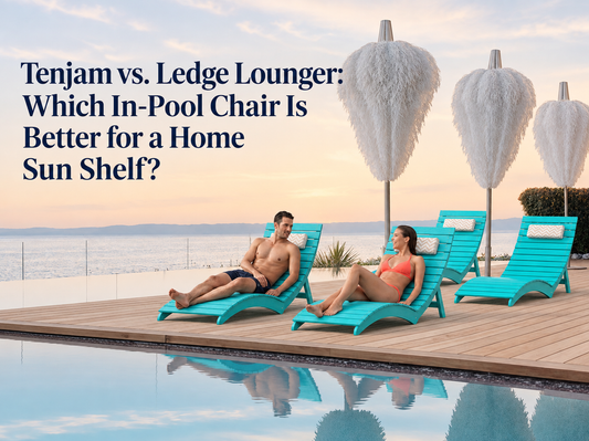 AquaCurve in-pool lounge chairs beside a modern home pool 