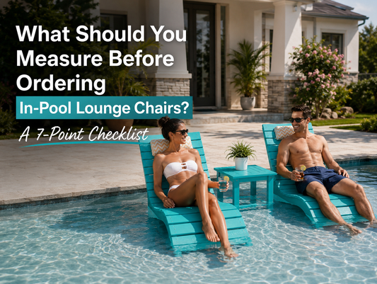 AquaCurve in-pool lounge chairs on a shallow sun shelf before measuring for fit