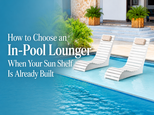 AquaCurve in-pool lounger on an existing sun shelf in a backyard swimming pool