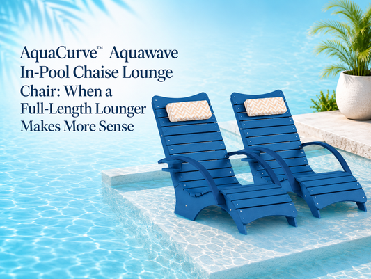 AquaCurve Aquawave full-length in-pool chaise lounge chairs on a spacious shallow tanning ledge