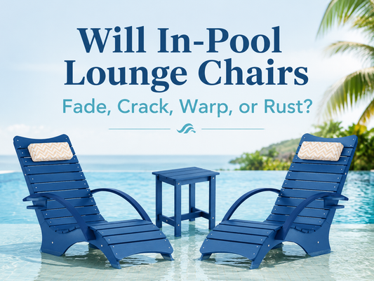 AquaCurve in-pool lounge chairs on a shallow tanning ledge under direct sunlight