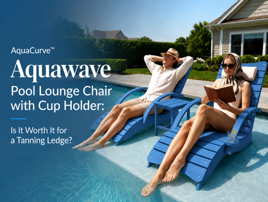 AquaCurve Aquawave pool lounge chair with cup holder on a shallow tanning ledge