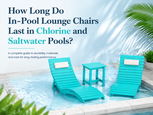 AquaCurve in-pool lounge chairs on a shallow tanning ledge in a maintained backyard pool