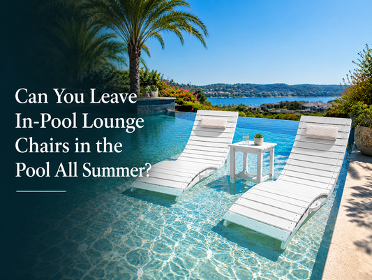 AquaCurve in-pool lounge chairs left on a shallow tanning ledge during summer