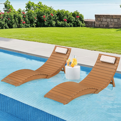 Folding Pool Lounge Chair with Headrest, Pre‑Assembled HDPS, Anti‑Floating Design