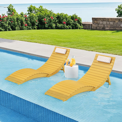 Folding Pool Lounge Chair with Headrest, Pre‑Assembled HDPS, Anti‑Floating Design