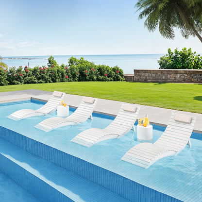 Folding Pool Lounge Chair with Headrest, Pre‑Assembled HDPS, Anti‑Floating Design