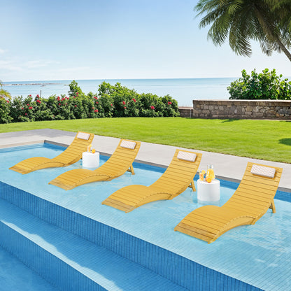 Folding Pool Lounge Chair with Headrest, Pre‑Assembled HDPS, Anti‑Floating Design