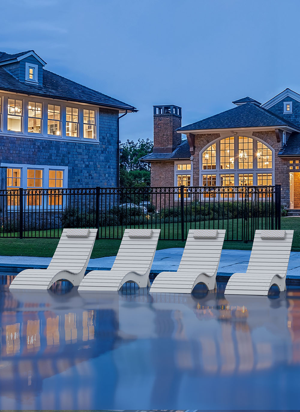 AquaCurve shallow-water pool seating for hotel or resort use