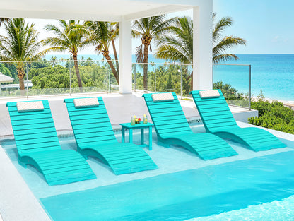 In-Pool Chaise Lounger, HDPS Pool Lounge Chair with Headrest and Weighted Sandbags