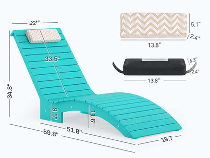 In-Pool Chaise Lounger, HDPS Pool Lounge Chair with Headrest and Weighted Sandbags