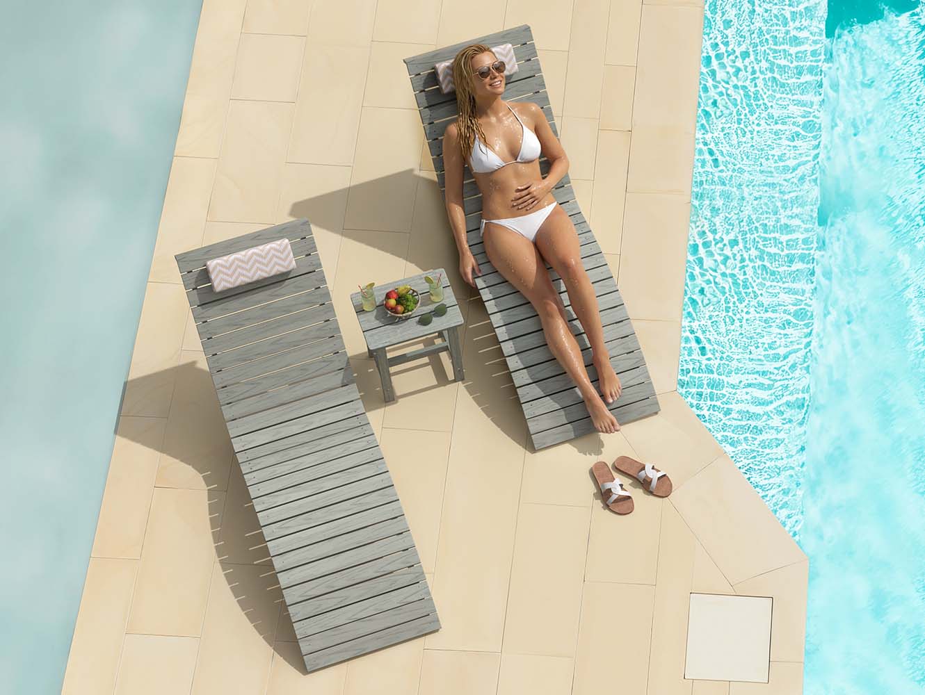 In-Pool Chaise Lounger, HDPS Pool Lounge Chair with Headrest and Weighted Sandbags