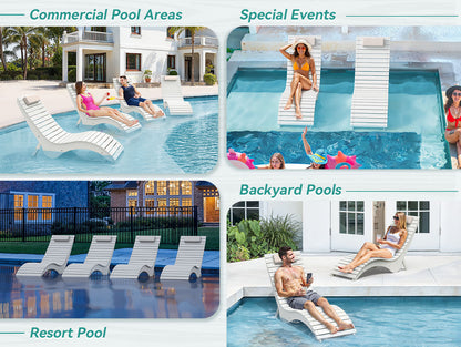 In-Pool Loungers & Chaise Sets, HDPS Pool Lounge Chairs with Headrests