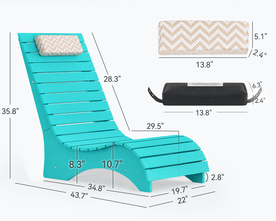 compact tanning ledge pool lounger with a shorter 43.7 x 22 inch footprint