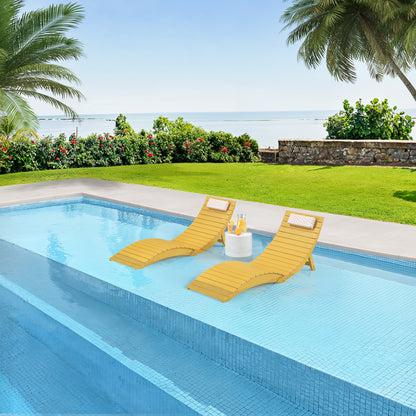 Folding Pool Lounge Chair with Headrest, Pre‑Assembled HDPS, Anti‑Floating Design