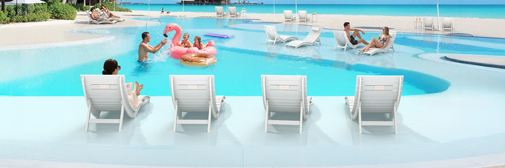 poolside folding chairs for commercial pool and resort seating