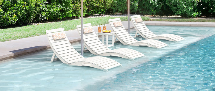 foldable pool loungers for sunny outdoor poolside environments