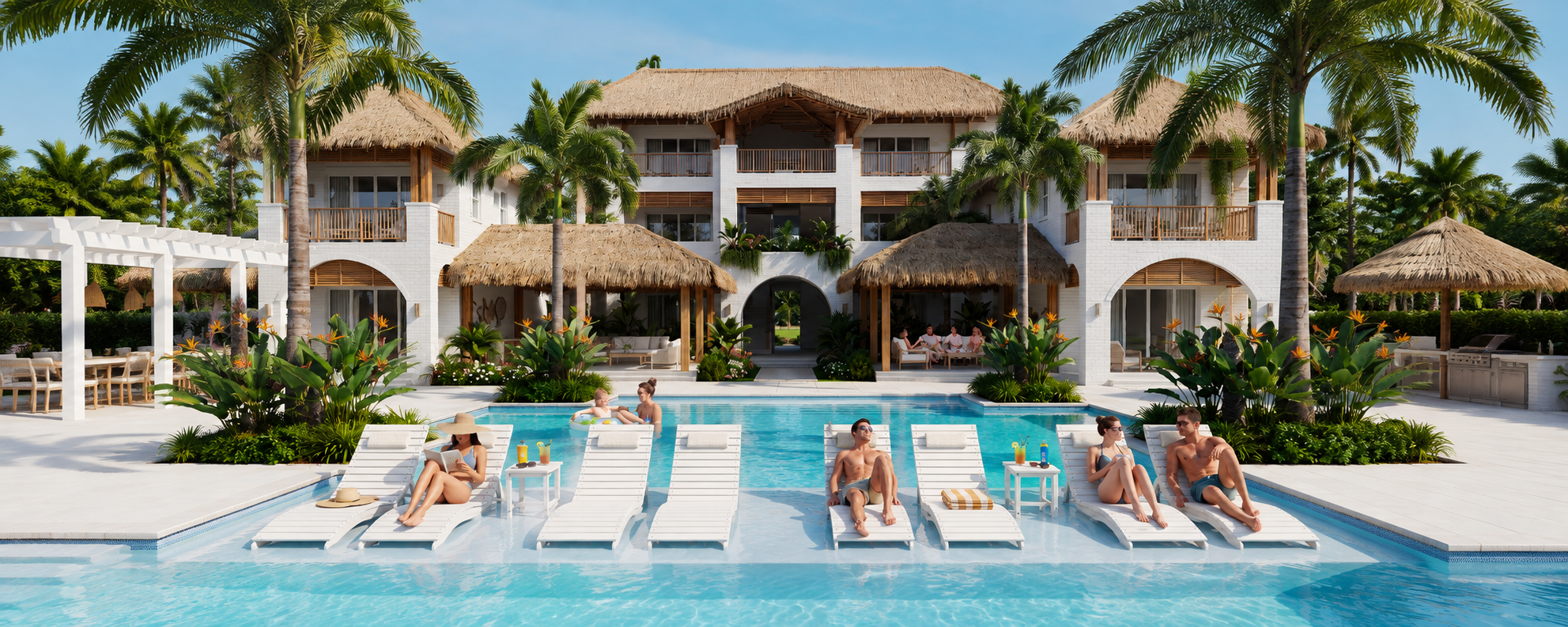 Checking usable sun shelf width and depth for in-pool lounge chair placement