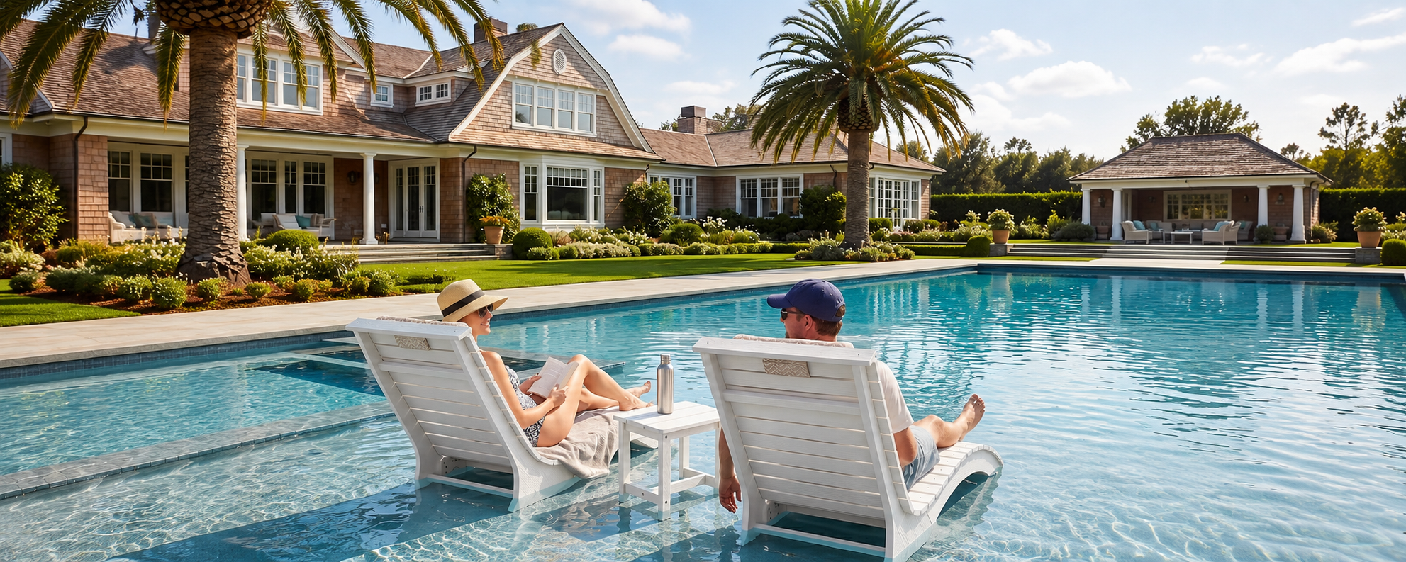 Two affordable in-pool loungers compared with one premium chaise for a tanning ledge layout