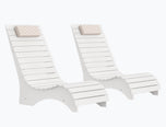 Set of two white pool loungers in water for compact tanning ledges