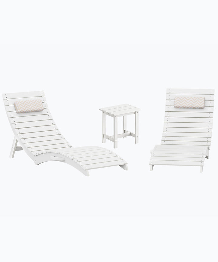 white folding pool lounge chair with headrest for tanning ledges