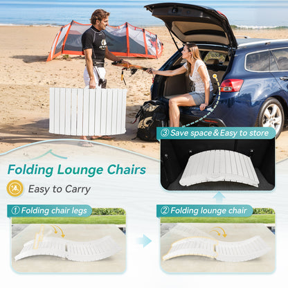 Folding Pool Lounge Chair with Headrest, Pre‑Assembled HDPS, Anti‑Floating Design
