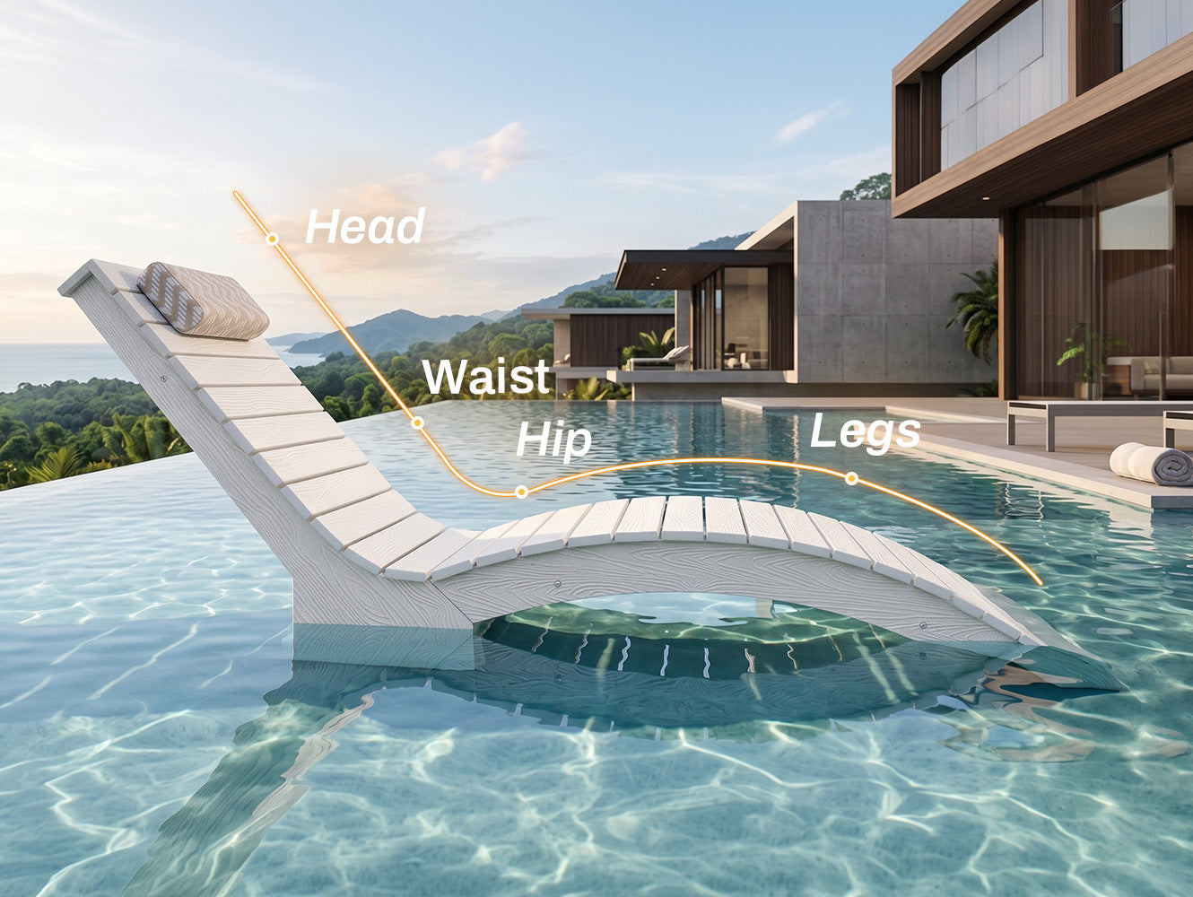 AquaCurve™ Aquawave In-Pool Chaise Lounge Chair for Spacious Tanning Ledges