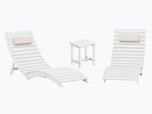 white folding pool chairs with side table for shallow ledge lounging