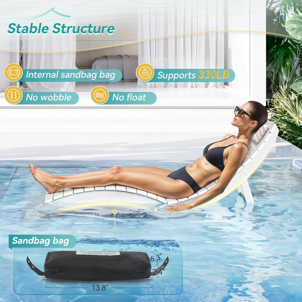 AquaCurve folding lounge chair with stable base for in-pool use