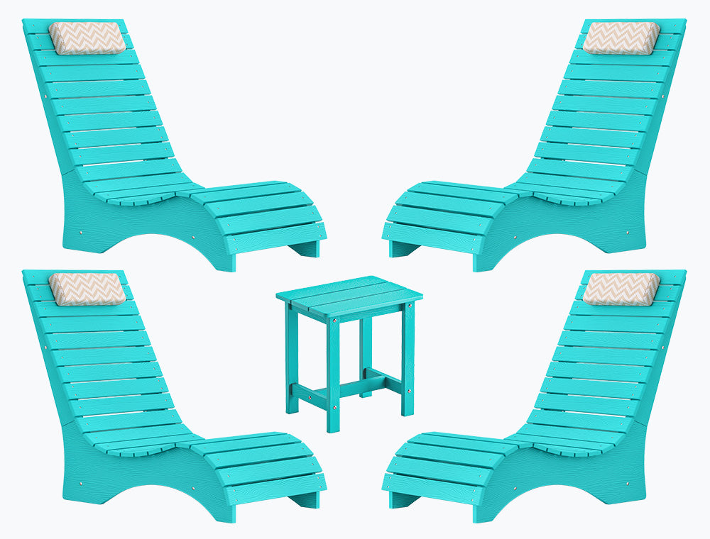 In-Pool Loungers & Chaise Sets, HDPS Pool Lounge Chairs for Shallow Water with Headrests