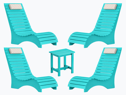 In-Pool Loungers & Chaise Sets, HDPS Pool Lounge Chairs for Shallow Water with Headrests