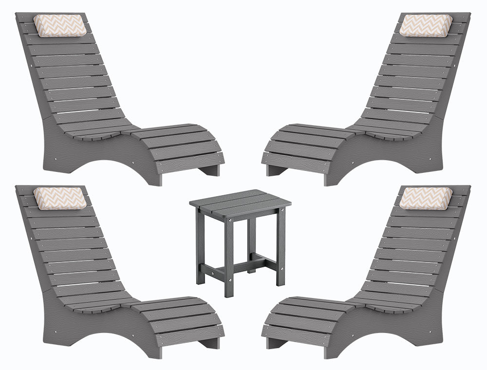 In-Pool Loungers & Chaise Sets, HDPS Pool Lounge Chairs for Shallow Water with Headrests