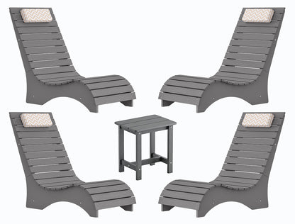 In-Pool Loungers & Chaise Sets, HDPS Pool Lounge Chairs for Shallow Water with Headrests