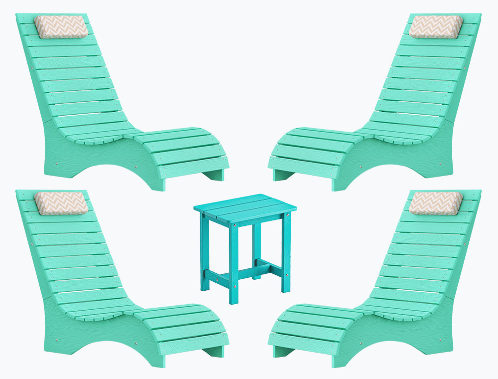 In-Pool Loungers & Chaise Sets, HDPS Pool Lounge Chairs for Shallow Water with Headrests