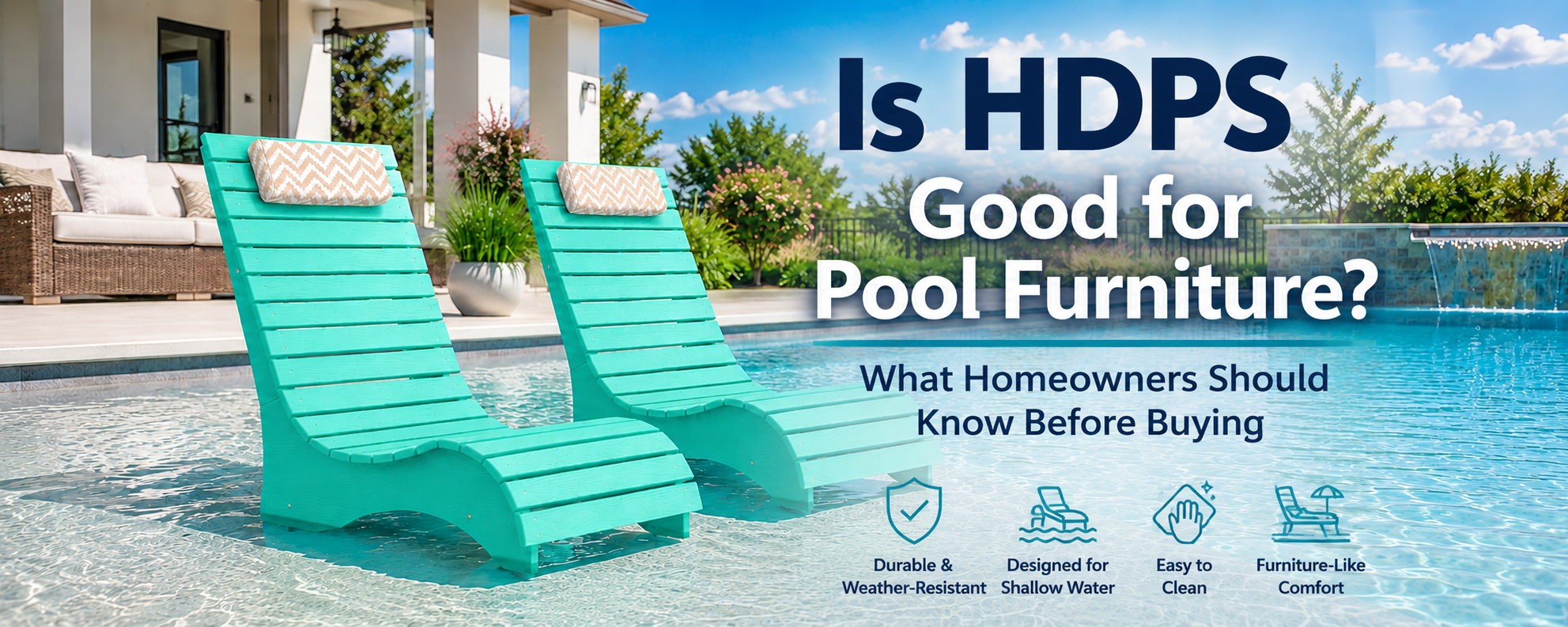 AquaCurve HDPS pool furniture for in-pool lounging on a tanning ledge