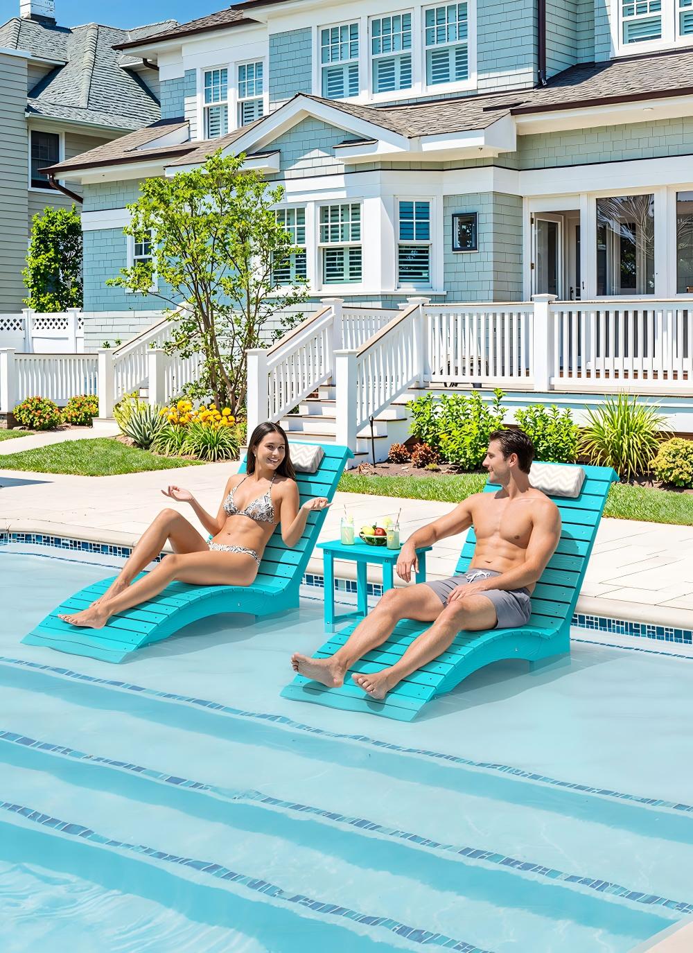 AquaCurve in-pool seating for a residential backyard pool