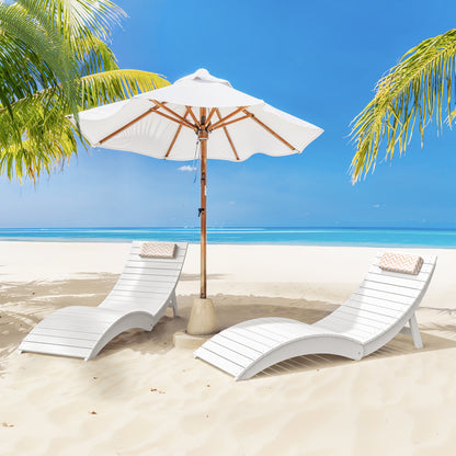 Folding Pool Lounge Chair with Headrest, Pre‑Assembled HDPS, Anti‑Floating Design