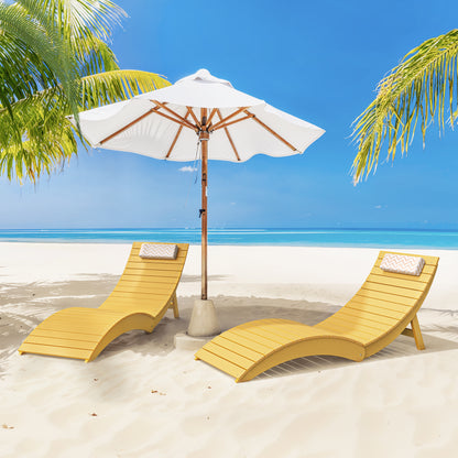 Folding Pool Lounge Chair with Headrest, Pre‑Assembled HDPS, Anti‑Floating Design