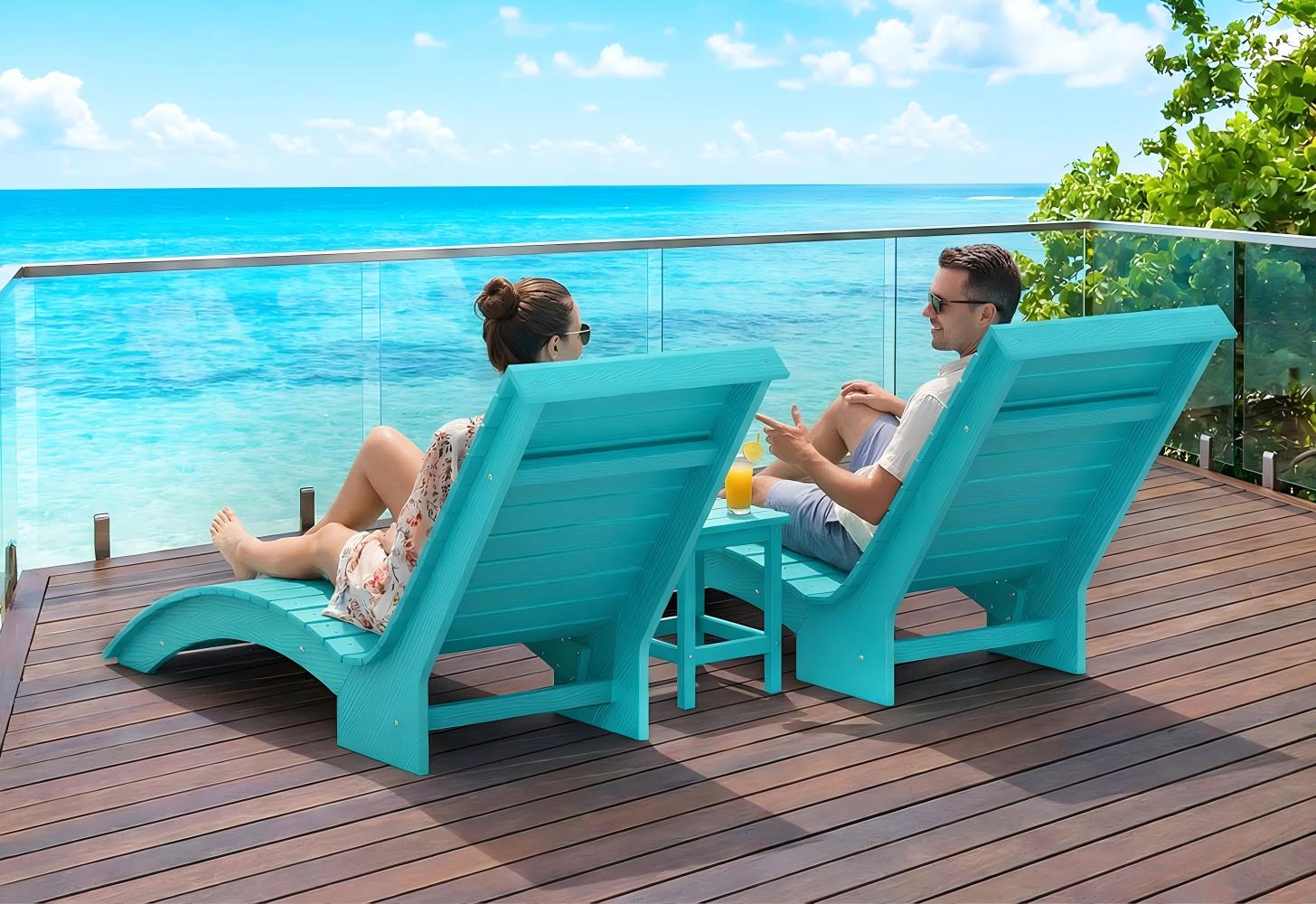 HDPS pool lounge chair setup with side table for a residential sun shelf