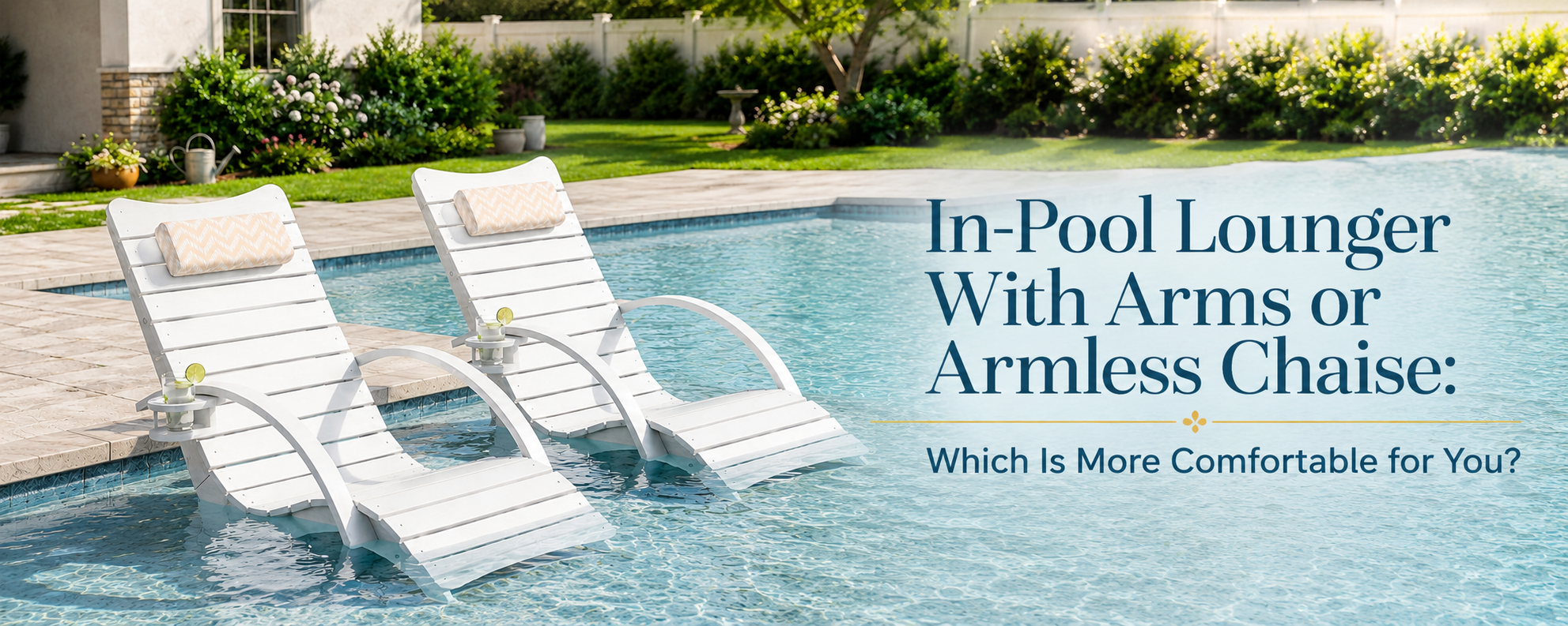 In-pool lounger with arms vs armless chaise for a tanning ledge