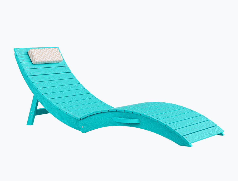 Folding Pool Lounge Chair with Headrest, Pre‑Assembled HDPS, Anti‑Floating Design