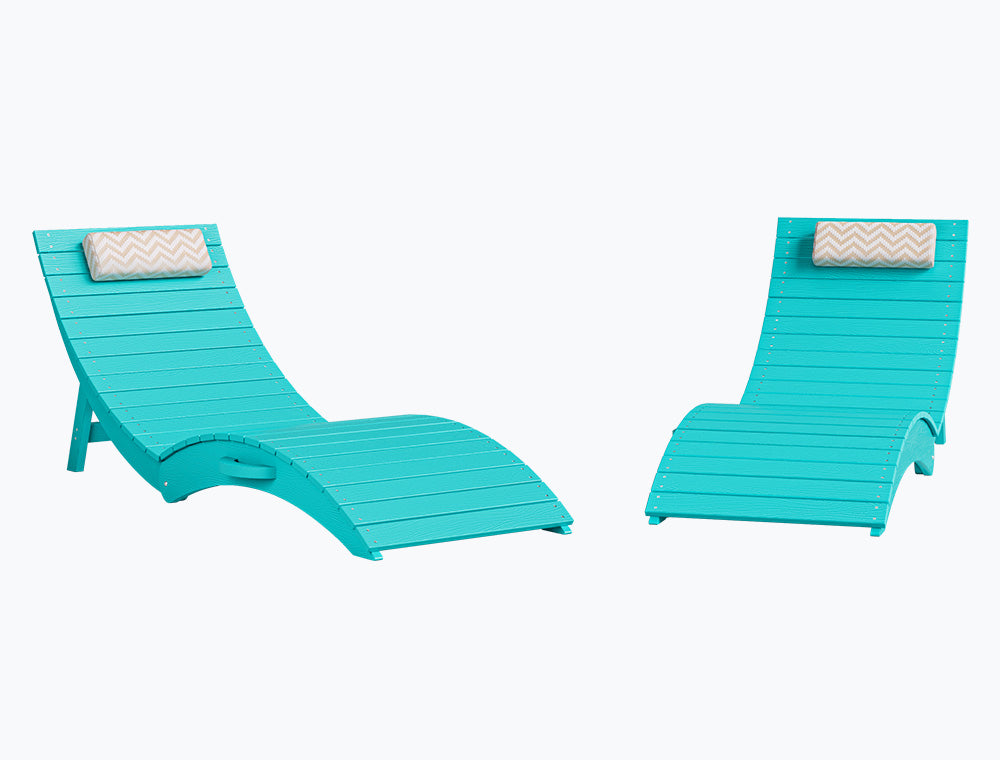 Folding Pool Lounge Chair with Headrest, Pre‑Assembled HDPS, Anti‑Floating Design
