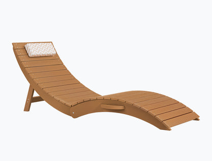 Folding Pool Lounge Chair with Headrest, Pre‑Assembled HDPS, Anti‑Floating Design
