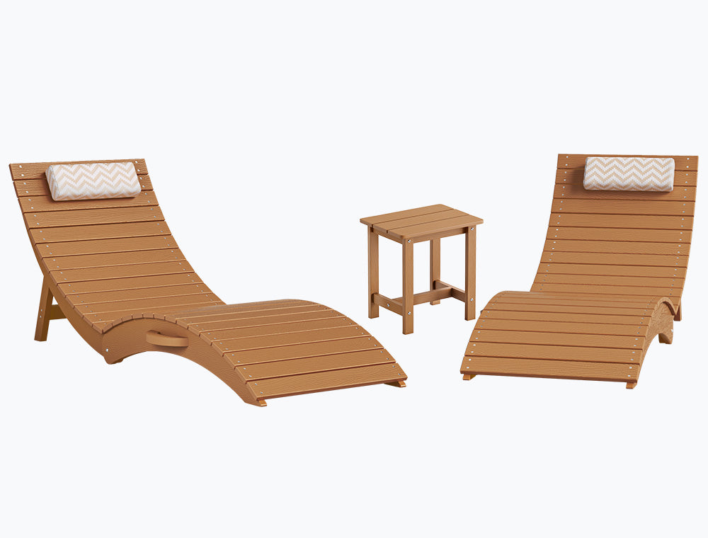 Folding Pool Lounge Chair with Headrest, Pre‑Assembled HDPS, Anti‑Floating Design