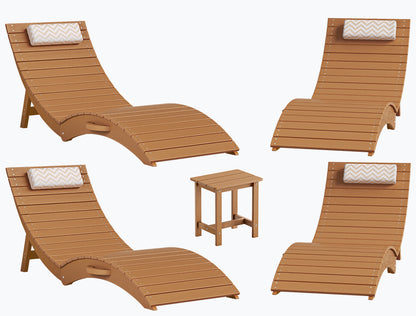 Folding Pool Lounge Chair with Headrest, Pre‑Assembled HDPS, Anti‑Floating Design