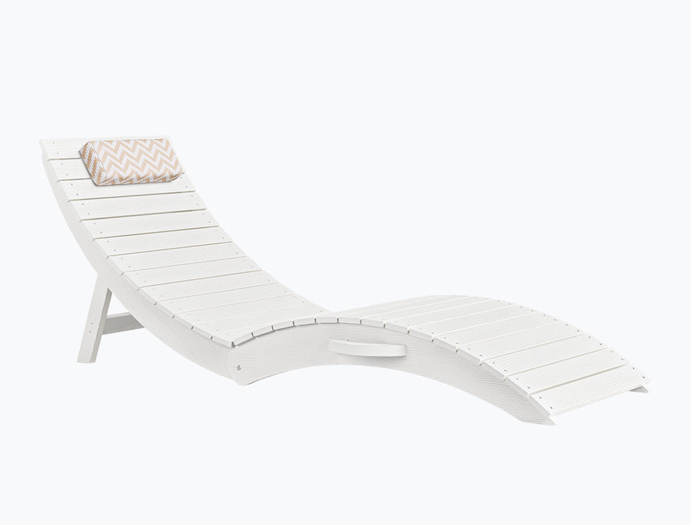 Folding Pool Lounge Chair with Headrest, Pre‑Assembled HDPS, Anti‑Floating Design