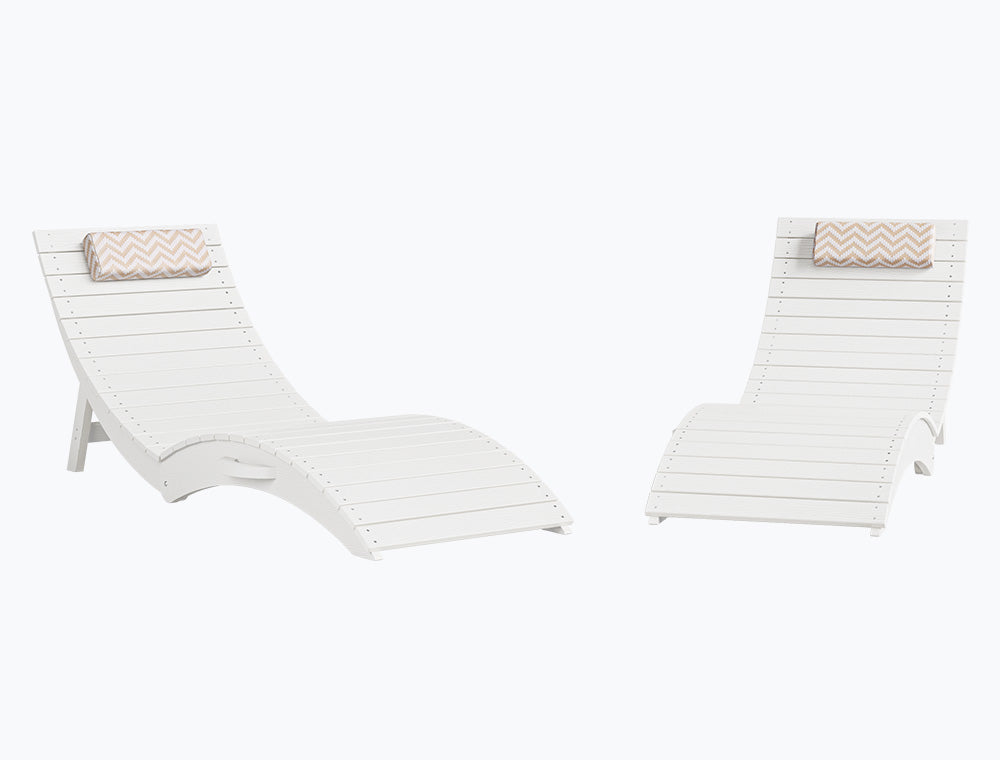 Folding Pool Lounge Chair with Headrest, Pre‑Assembled HDPS, Anti‑Floating Design