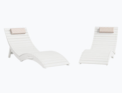 Folding Pool Lounge Chair with Headrest, Pre‑Assembled HDPS, Anti‑Floating Design